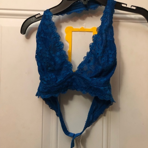 Free People Lace Cobalt Blue bralette sz S - Picture 2 of 4